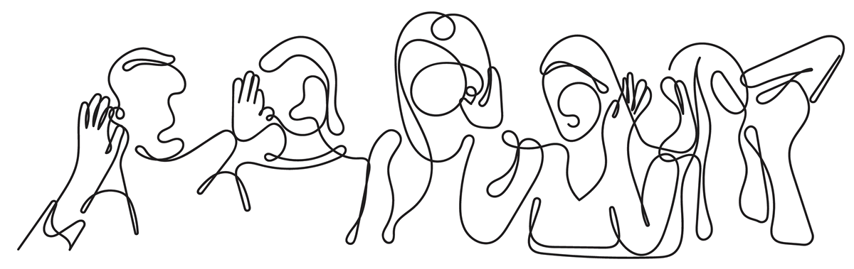 Line-Art-Vektorgrafik einer Gruppe von Menschen